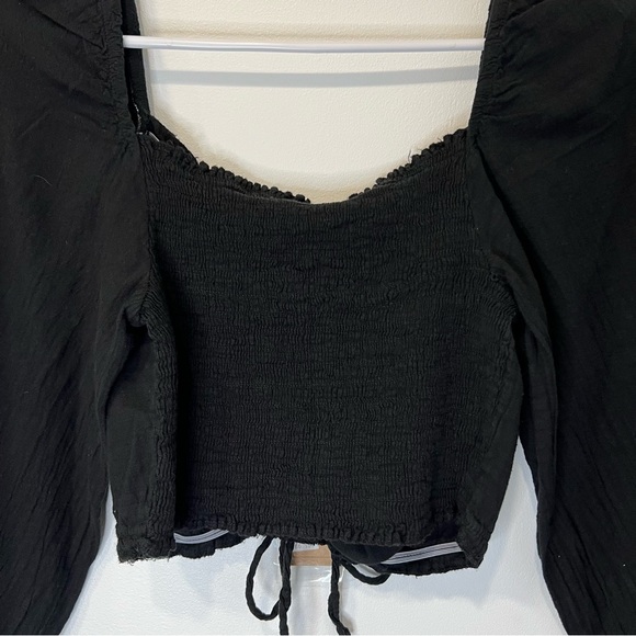 NEW Blanco Off the shoulder Ruched Pheasant Elastic Black Cropped Long sleeve - Picture 4 of 4